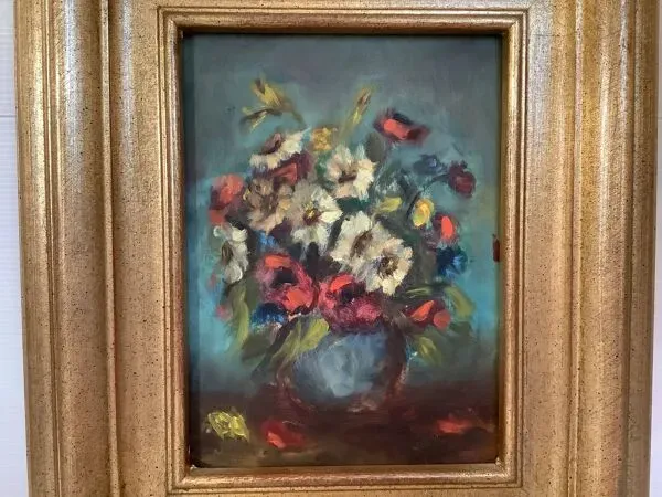 Illustration numéro 2 du produit Tableau bouquet de fleurs huile sur carton