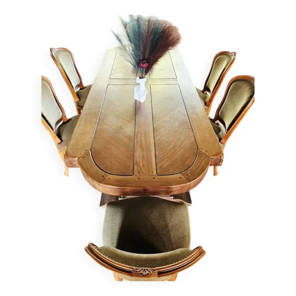 Illustration numéro 2 du produit Grande table monastère ancienne en chêne massif – plateau exceptionnel