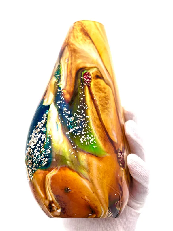 Illustration numéro 2 du produit Vase Murano Sommerso OBALL Signé & Étiqueté Or 24k H30cm 2,5kg Neuf