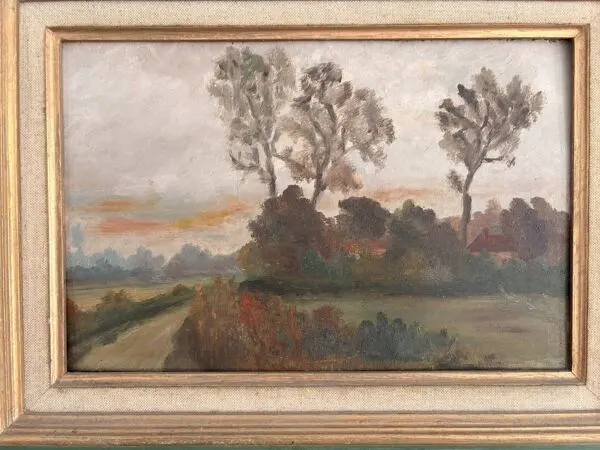 Illustration numéro 2 du produit Ancien Tableau Paysage Normandie Ecole Rouen Cadre Montparnasse Vert Legrip