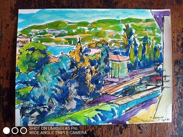 Illustration numéro 2 du produit Gouache Beaulieu sur Mer 1981, Pierre Lacroux (1909- 1993)