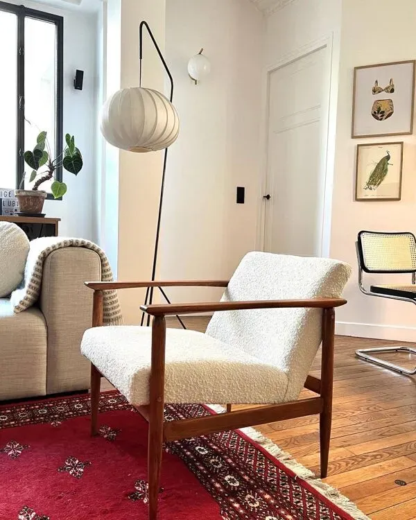 Illustration numéro 2 du produit Fauteuil M velours ivoire