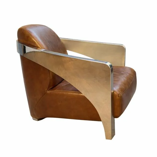 Illustration numéro 2 du produit Lot de 3 éléments Stacyville, cuir et inox, 2 fauteuils et un sofa