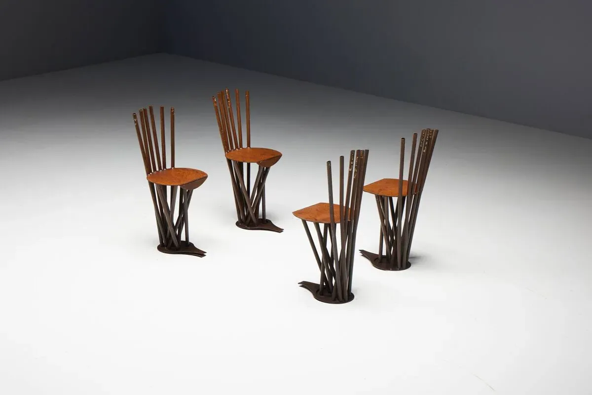 Illustration numéro 2 du produit Chaises industrielles primitives Wabi Sabi, France, années 1950