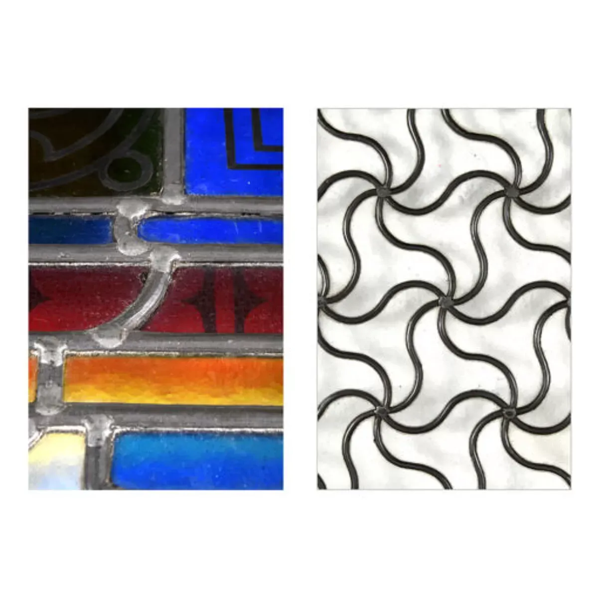 Illustration numéro 2 du produit Fenêtres grillagées à vitraux colorés