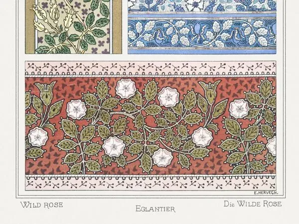 Illustration numéro 2 du produit Affiche “Wild Rose”, d’après une lithographie art nouveau de 1897