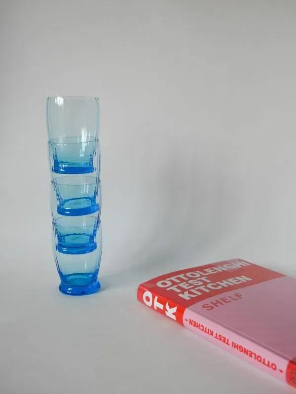 Illustration numéro 2 du produit lot de 4 verres à eau turquoise art déco 1930