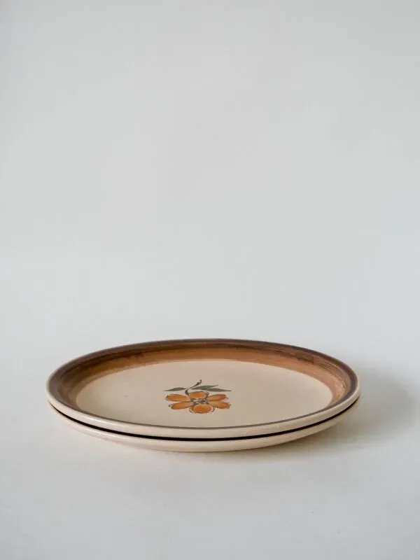 Illustration numéro 2 du produit Duo de raviers en grès Gien fleuries 1970