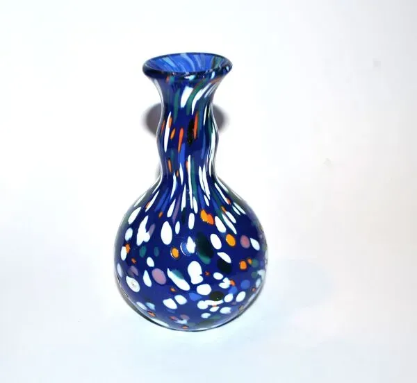 Illustration numéro 2 du produit Vase Biot en verre soufflé bullé bleu design 2000 signé Arnold