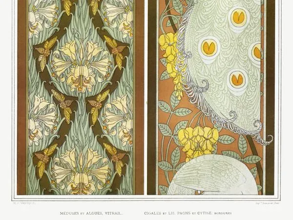 Illustration numéro 2 du produit Affiche “Méduse et paon”, d’après une lithographie art nouveau de 1897