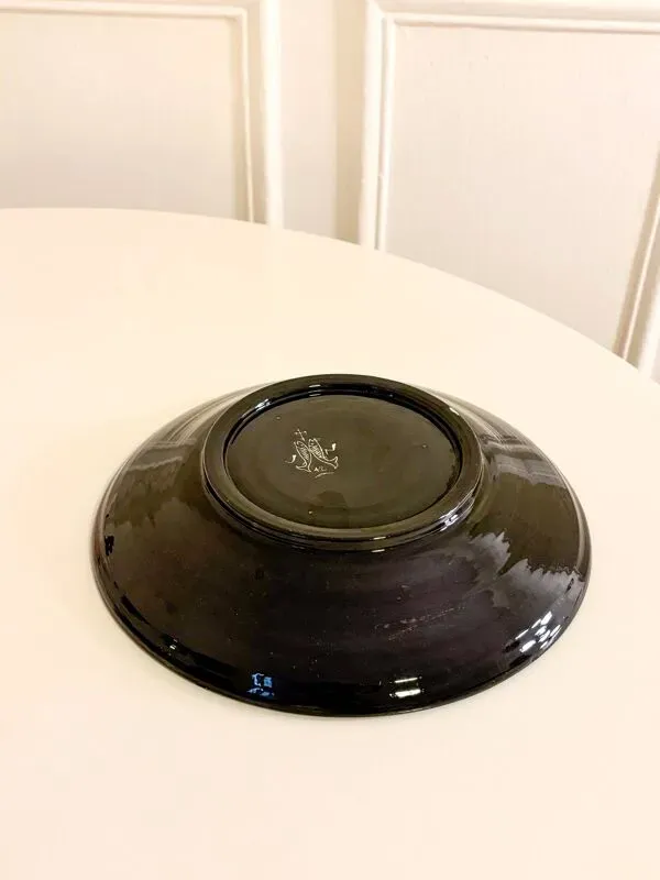 Illustration numéro 2 du produit grande coupe en céramique, motifs abstraits, Noir & Jaune, Made in Belgium,