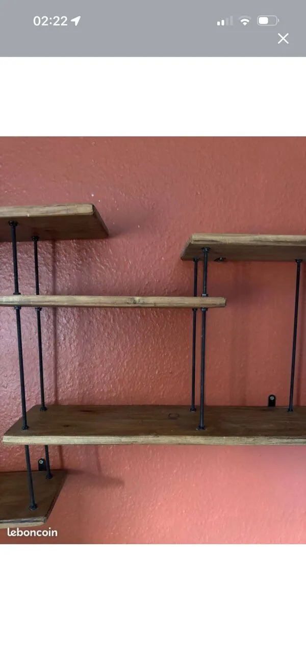 Illustration numéro 2 du produit Étagère murale style industriel