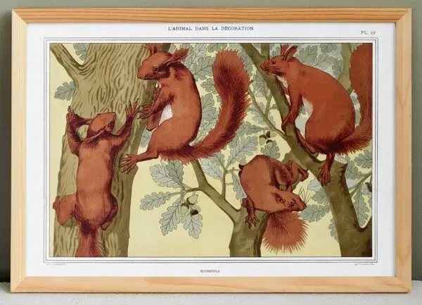 Illustration numéro 2 du produit Affiche “Écureuils”, d’après une lithographie art nouveau de 1897