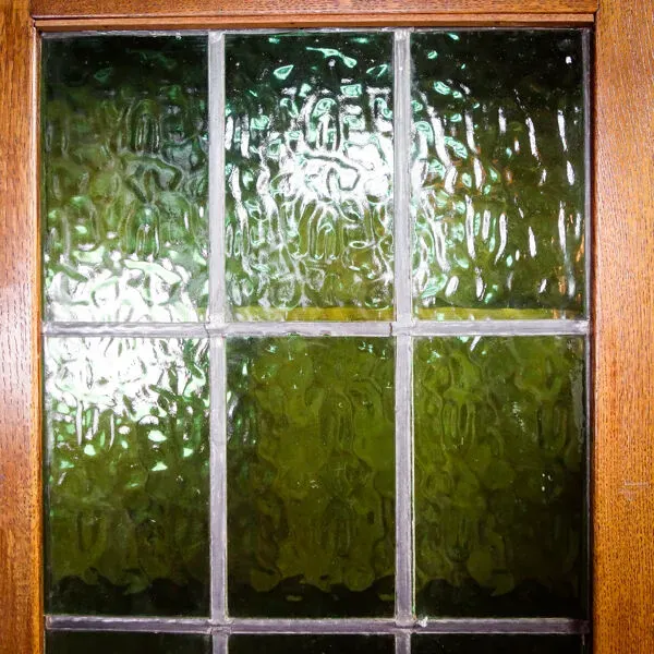 Illustration numéro 2 du produit Bibliothèque antique avec portes en verre souillé Brun / Vert - années 1920