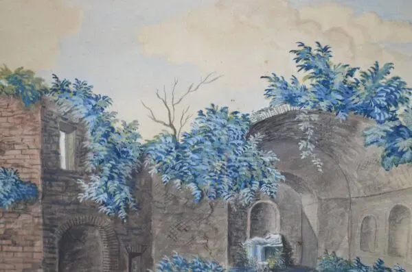 Illustration numéro 2 du produit Ecole Italienne du XIXème siècle  « La source de la nymphe Egérie » Gouache