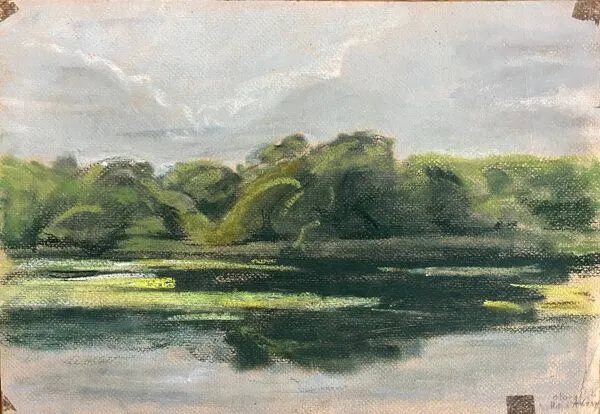 Illustration numéro 2 du produit Tableaux lot de 3 dessins d'Ed. Pannetier (1884-1965) étang Ville d'Avray F