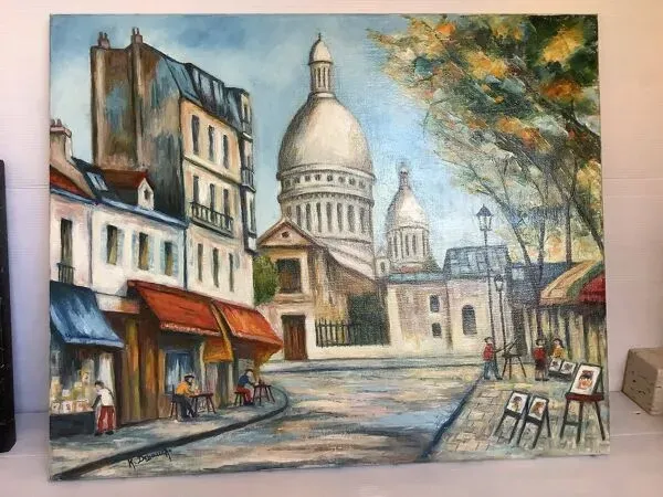 Illustration numéro 2 du produit Tableau vue de Paris huile sur toile signée