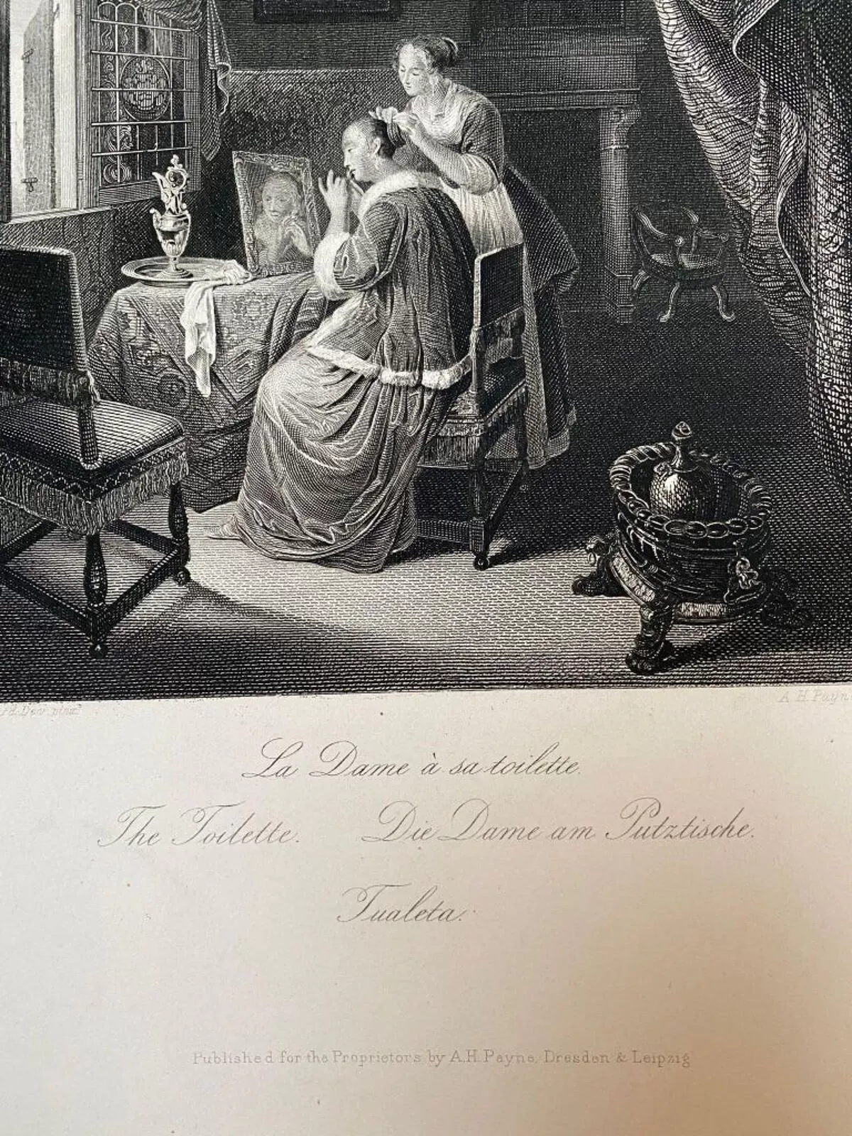 Illustration numéro 2 du produit Gérard dou, la dame à sa toilette, gravure, xixème siècle