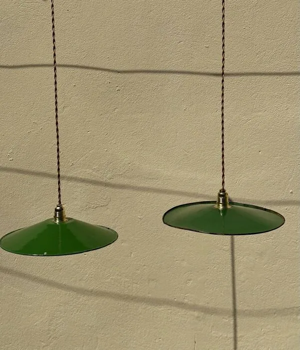 Illustration numéro 2 du produit Paire de suspension indus abat jour tôle émaillée XL