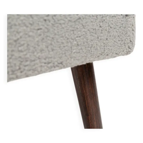 Illustration numéro 2 du produit Chaise coquille en bouclé gris, bois de hêtre foncé, Pologne, années 1960