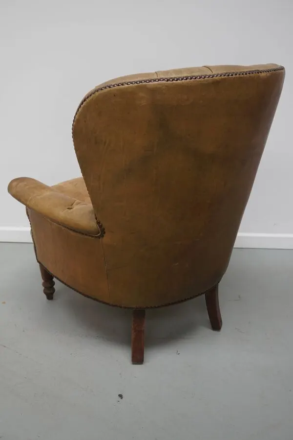 Illustration numéro 2 du produit Fauteuil club néerlandais vintage en cuir couleur cognac