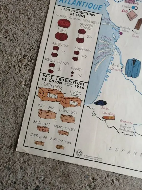 Illustration numéro 2 du produit Carte scolaire vintage mdi France ''Commerce et habillement