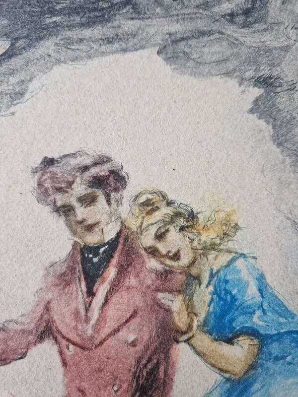 Illustration numéro 2 du produit Georges Villa (1883-1965) - Lithographie en couleurs - Scène galante