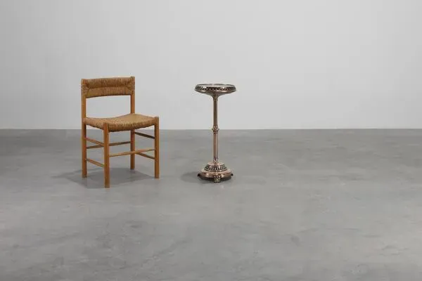 Illustration numéro 2 du produit Table d'appoint Art Déco par Daalderop en cuivre rouge et jaune, Pays-Bas