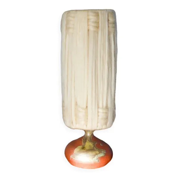 Illustration numéro 2 du produit Lampe scandinave en grès vernissé et abat-jour en laine, 1970