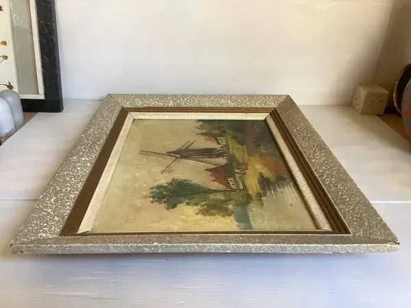 Illustration numéro 2 du produit Tableau paysage vaches huile sur toile signée