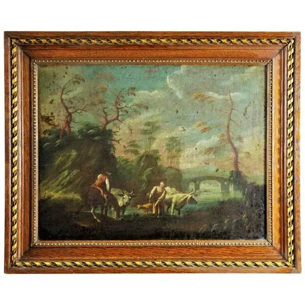Illustration numéro 2 du produit École flamande, « Paysage de Campagne », huile sur toile, XVIIème siècle