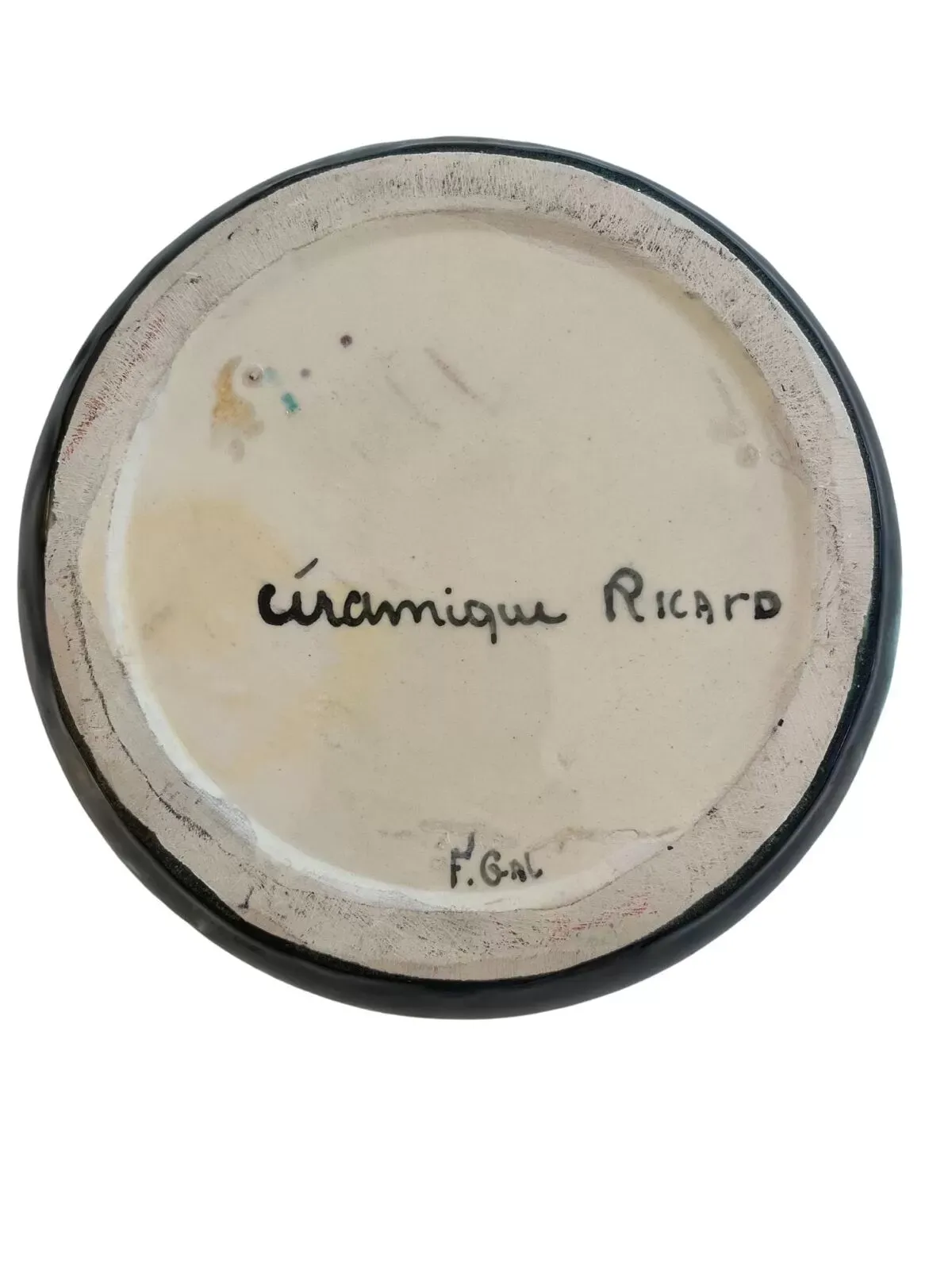 Illustration numéro 2 du produit Cendrier en céramique Ricard, signé F.Gal, France circa 1970