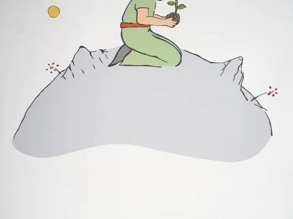 Illustration numéro 2 du produit Antoine de Saint-Exupéry : Écologie, Le Petit Prince plante un arbre, lithographie