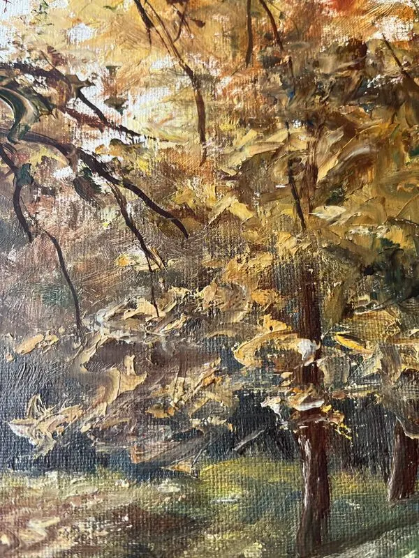 Illustration numéro 2 du produit Tableau HST Paysage de forêt ''vers Bozouls'' Aveyron signé L. de Clereauvill