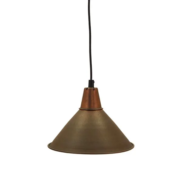Illustration numéro 2 du produit Lampe suspendue en laiton danois, abat-jour conique industriel, années 1960