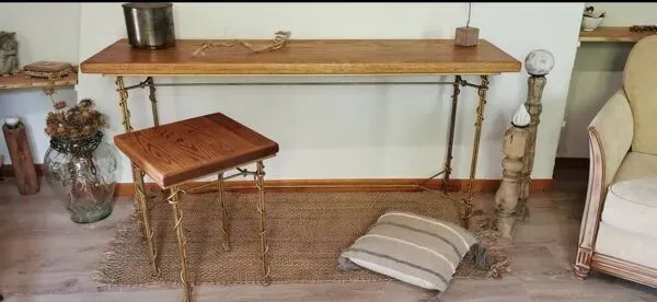 Illustration numéro 2 du produit Table d'appoint en fer forgé imitation lierre