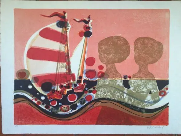 Illustration numéro 2 du produit Les Angeliaues III.Lithographie de Frédéric MENGUY,1927-2007