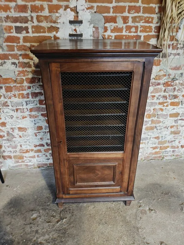 Illustration numéro 2 du produit Meuble de métier ancien style imprimeur en bois – porte grillagée
