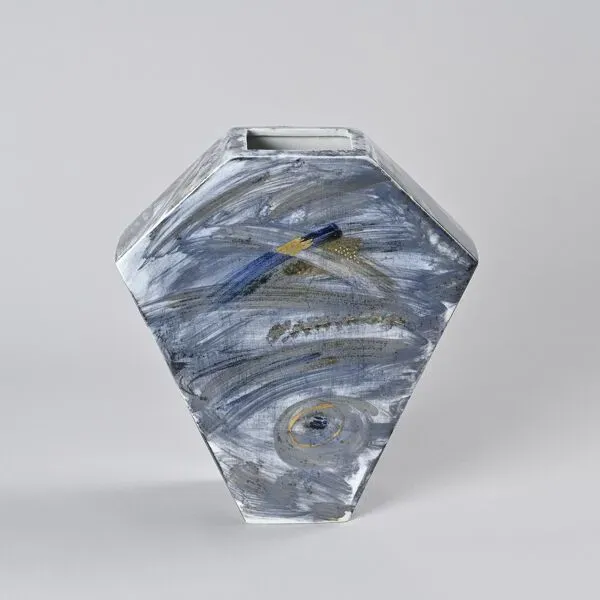 Illustration numéro 2 du produit Vase en porcelaine peint, atelier de La Borne, France, vers 1990