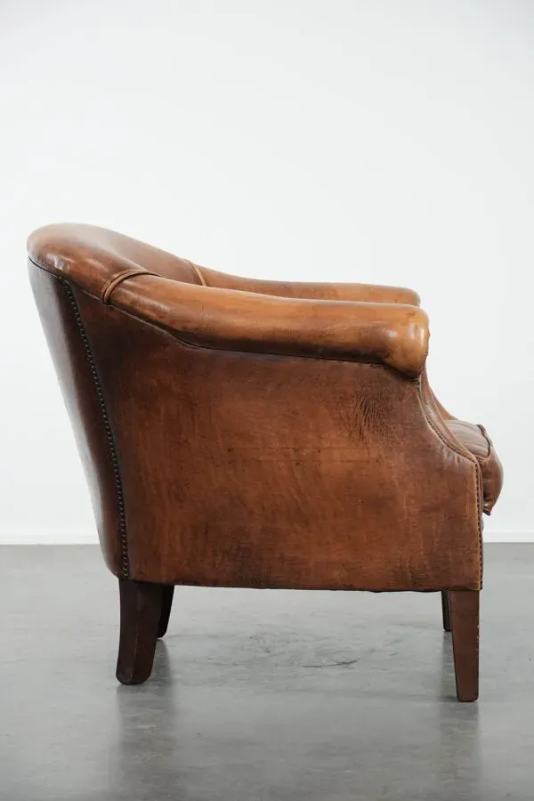 Illustration numéro 2 du produit Fauteuil en cuir de mouton avec de belles couleurs et un siège confortable.