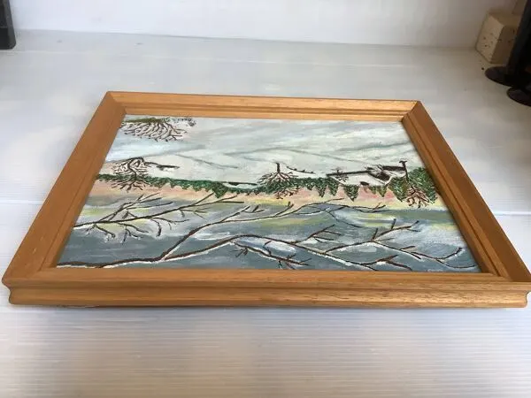 Illustration numéro 2 du produit Tableau paysage d’hiver sous la neige huile sur toile signée