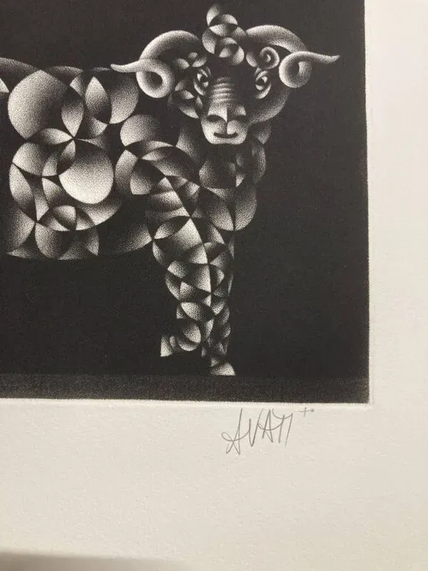 Illustration numéro 2 du produit Mario avati (1921-2009), merinos, manière noire, 1970