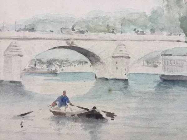 Illustration numéro 2 du produit Émile RAISSIGUIER 1851-1932.La Seine au Pont Neuf,1884.Aquarelle