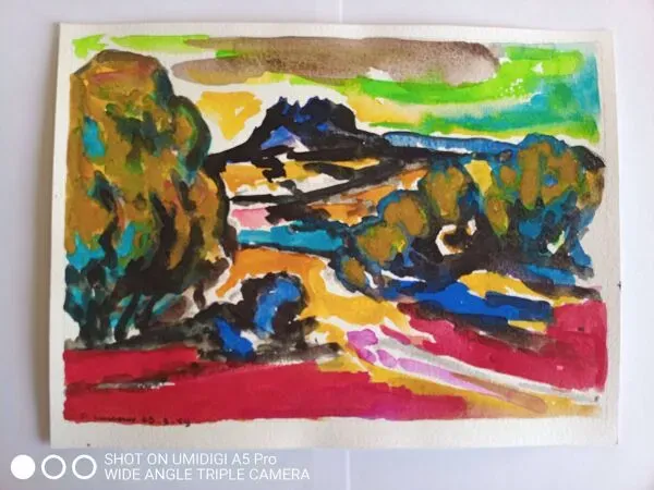 Illustration numéro 2 du produit Pierre Lacroux (1909- 1993) Gouache sur papier 24 x 32 cm - de 1989 - (303)