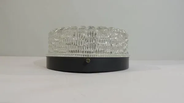 Illustration numéro 2 du produit Plafonnier vintage RZB verre bullé années 70 – Applique murale industrielle