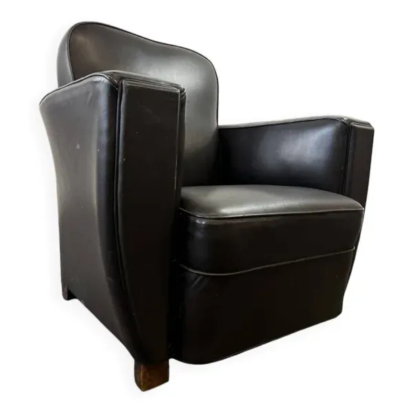 Illustration numéro 2 du produit Fauteuil Art déco vintage en cuir