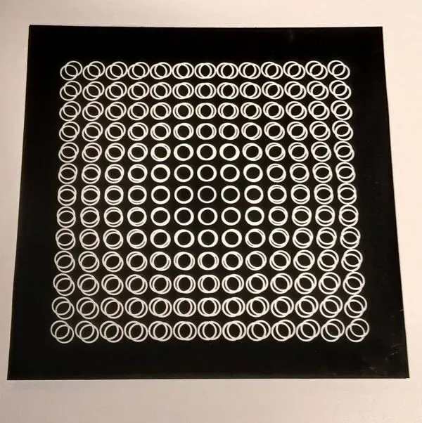 Illustration numéro 2 du produit Sérigraphie Vasarely - ''Cinétique Profonde'' - Illusion 3D & Noir et Bl