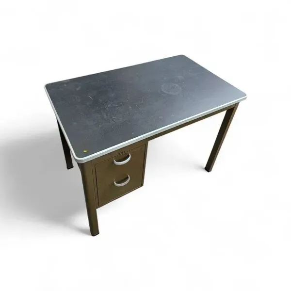 Illustration numéro 2 du produit Bureau industriel marron années 1960 / incrustation de linoléum / modèle 7231 / Gispen / années 1950