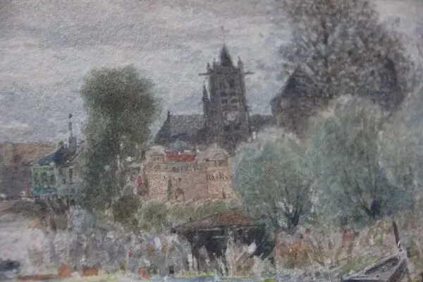 Illustration numéro 2 du produit Octave Alfred SAUNIER Aquarelle Ecole de Barbizon 1877