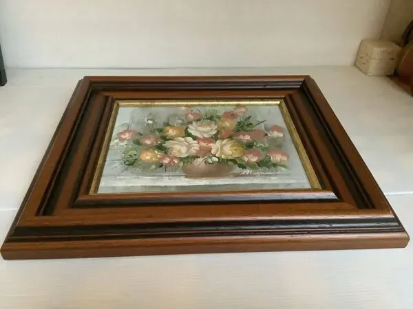 Illustration numéro 2 du produit Tableau bouquet de fleurs huile sur toile signée